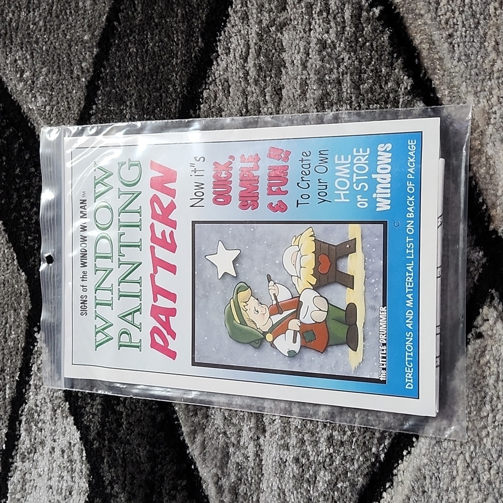 VINTAGE 1998 THE LITTLE DRUMMER BOY WINDOW PAINTING PATTERN HOME BUSINESS 22"X28